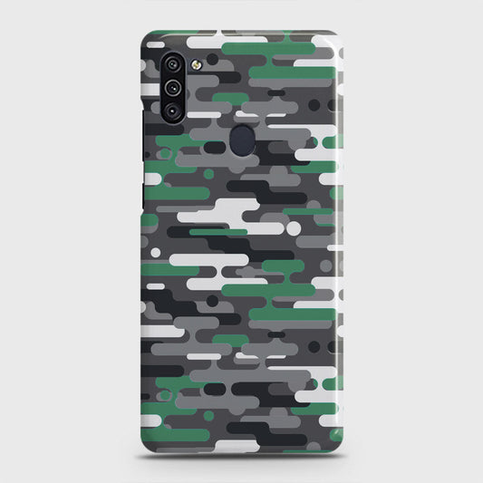 Samsung Galaxy M11 Cover - Camo Series 2 - Green & Grey Design - Matte Finish - Snap On Hard Case with LifeTime Colors Guarantee