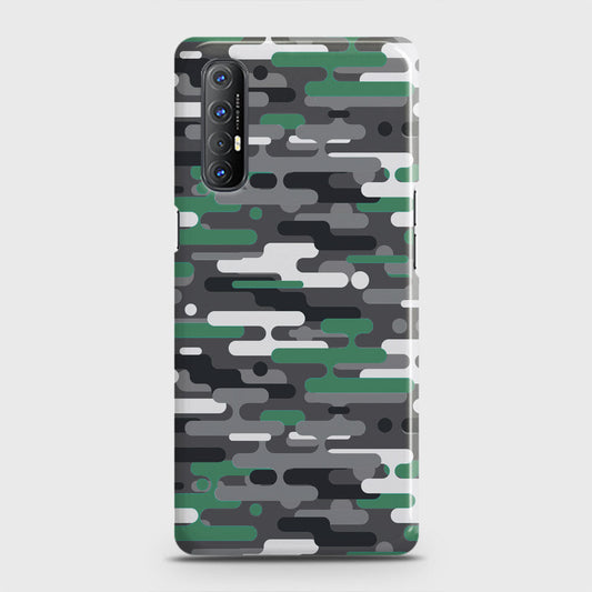 Oppo Reno 3 Pro Cover - Camo Series 2 - Green & Grey Design - Matte Finish - Snap On Hard Case with LifeTime Colors Guarantee