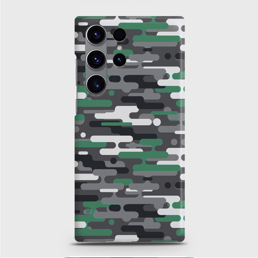 Samsung Galaxy S23 Ultra Cover - Camo Series 2 - Green & Grey Design - Matte Finish - Snap On Hard Case with LifeTime Colors Guarantee