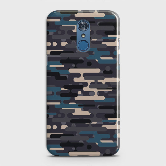 LG Q7 Cover - Camo Series 2 - Blue & Grey Design - Matte Finish - Snap On Hard Case with LifeTime Colors Guarantee