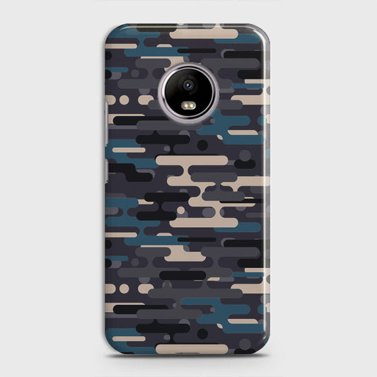 Motorola E4 Plus Cover - Camo Series 2 - Blue & Grey Design - Matte Finish - Snap On Hard Case with LifeTime Colors Guarantee
