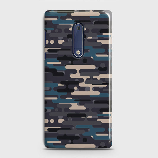 Nokia 5 Cover - Camo Series 2 - Blue & Grey Design - Matte Finish - Snap On Hard Case with LifeTime Colors Guarantee