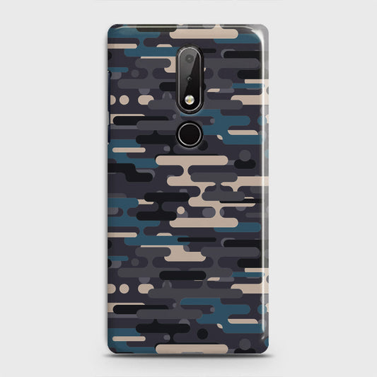 Nokia 7.1 Cover - Camo Series 2 - Blue & Grey Design - Matte Finish - Snap On Hard Case with LifeTime Colors Guarantee