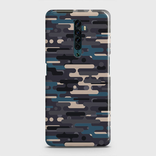 Oppo Reno 2 Cover - Camo Series 2 - Blue & Grey Design - Matte Finish - Snap On Hard Case with LifeTime Colors Guarantee