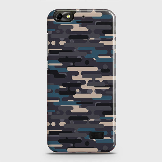 Huawei Honor 4C Cover - Camo Series 2 - Blue & Grey Design - Matte Finish - Snap On Hard Case with LifeTime Colors Guarantee