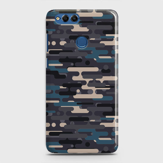 Huawei Honor 7X Cover - Camo Series 2 - Blue & Grey Design - Matte Finish - Snap On Hard Case with LifeTime Colors Guarantee