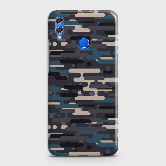 Huawei Honor Play Cover - Camo Series 2 - Blue & Grey Design - Matte Finish - Snap On Hard Case with LifeTime Colors Guarantee