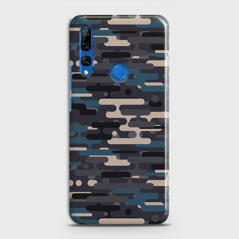 Huawei Y9 Prime 2019 Cover - Camo Series 2 - Blue & Grey Design - Matte Finish - Snap On Hard Case with LifeTime Colors Guarantee