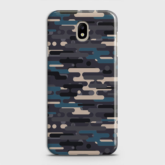 Samsung Galaxy J3 2018 Cover - Camo Series 2 - Blue & Grey Design - Matte Finish - Snap On Hard Case with LifeTime Colors Guarantee