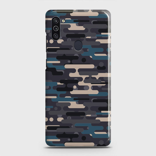Samsung Galaxy M11 Cover - Camo Series 2 - Blue & Grey Design - Matte Finish - Snap On Hard Case with LifeTime Colors Guarantee
