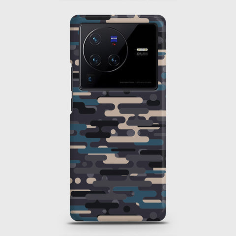 Vivo X80 Cover - Camo Series 2 - Blue & Grey Design - Matte Finish - Snap On Hard Case with LifeTime Colors Guarantee