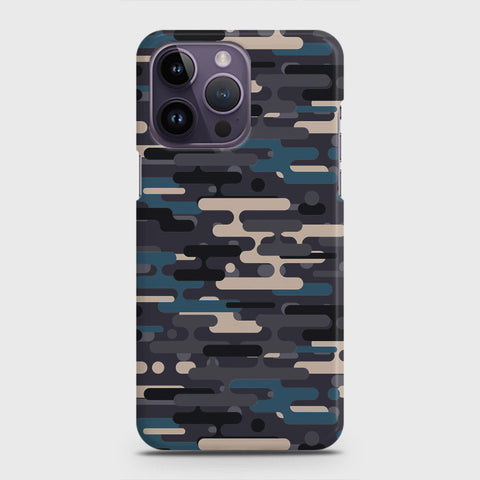 iPhone 14 Pro Max Cover - Camo Series 2 - Blue & Grey Design - Matte Finish - Snap On Hard Case with LifeTime Colors Guarantee