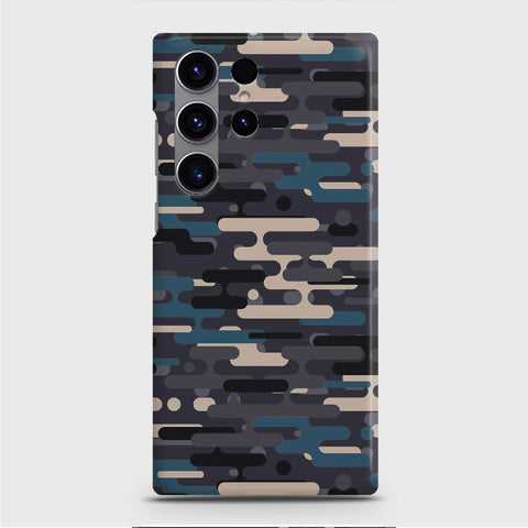 Samsung Galaxy S23 Ultra Cover - Camo Series 2 - Blue & Grey Design - Matte Finish - Snap On Hard Case with LifeTime Colors Guarantee