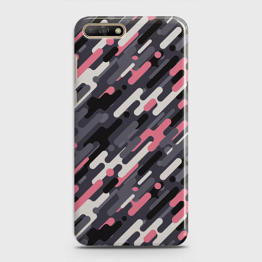 Huawei Y6 2018 Cover - Camo Series 3 - Pink & Grey Design - Matte Finish - Snap On Hard Case with LifeTime Colors Guarantee