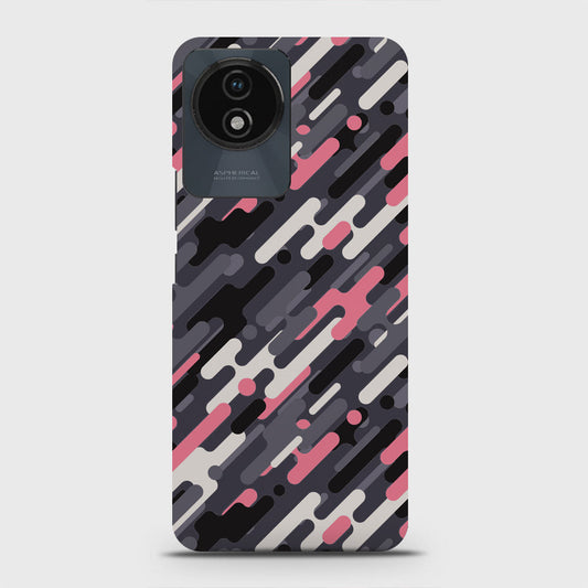 Vivo Y02 Cover - Camo Series 3 - Pink & Grey Design - Matte Finish - Snap On Hard Case with LifeTime Colors Guarantee