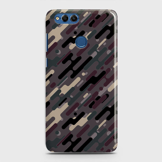 Huawei Honor 7X Cover - Camo Series 3 - Red & Brown Design - Matte Finish - Snap On Hard Case with LifeTime Colors Guarantee