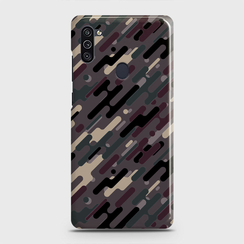 Samsung Galaxy M11 Cover - Camo Series 3 - Red & Brown Design - Matte Finish - Snap On Hard Case with LifeTime Colors Guarantee
