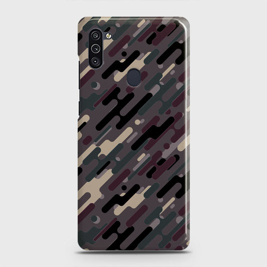 Samsung Galaxy M11 Cover - Camo Series 3 - Red & Brown Design - Matte Finish - Snap On Hard Case with LifeTime Colors Guarantee