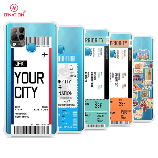 Infinix Hot 10s Cover - Personalised Boarding Pass Ticket Series - 5 Designs - Clear Phone Case - Soft Silicon Borders