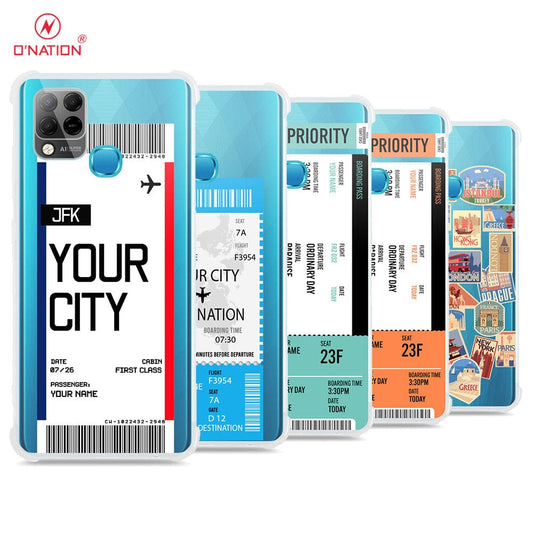 Infinix Hot 10T Cover - Personalised Boarding Pass Ticket Series - 5 Designs - Clear Phone Case - Soft Silicon Borders