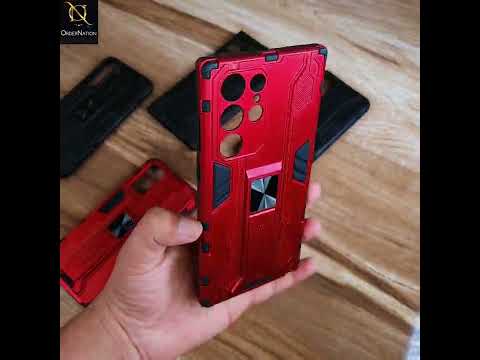 Xiaomi Redmi Note 11 Pro Plus 5G Cover - Red - O Nation Hybrid Series Soft Borders Semi Hard Back Shock Proof Camera Protection Kick Stand Case