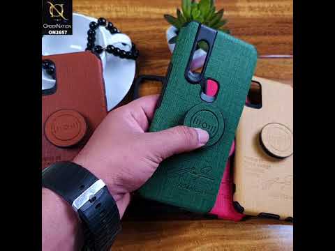 Infinix Smart 4 Cover - Green - New Stylish Febric Texture Case with Holder