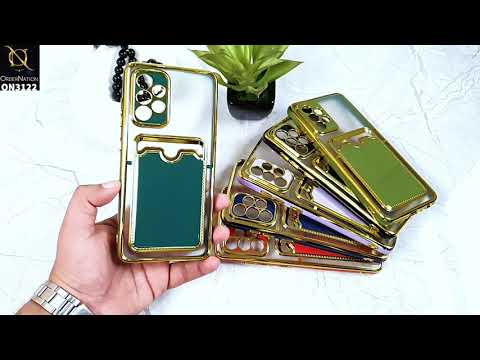 Infinix Hot 10i Cover - Light Green - Semi Transparent Golden Electroplated Soft Border Camera Protection Case With Card Holder