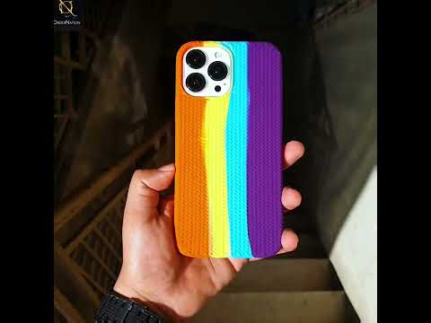 iPhone 12 Pro Cover - Orange - Rainbow Series Ziggy Line Pattern Soft Silicone Case