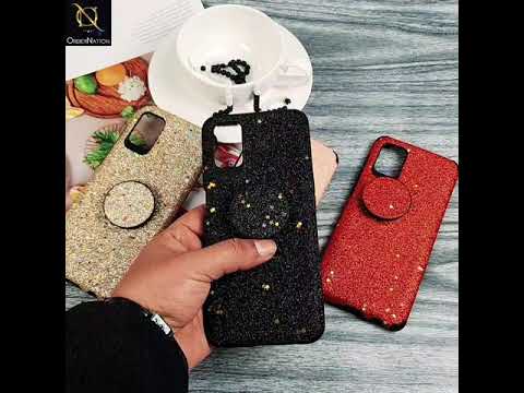 Vivo Y15 - Red - Soft Girlish Glitter Texture Case with Mobile Holder