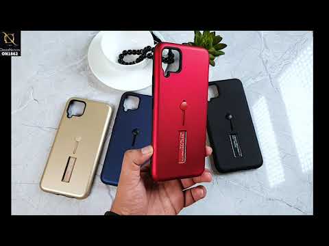 Huawei Y6p Cover - Golden - Stylish Slide Finger Grip With Metal Kickstand Case