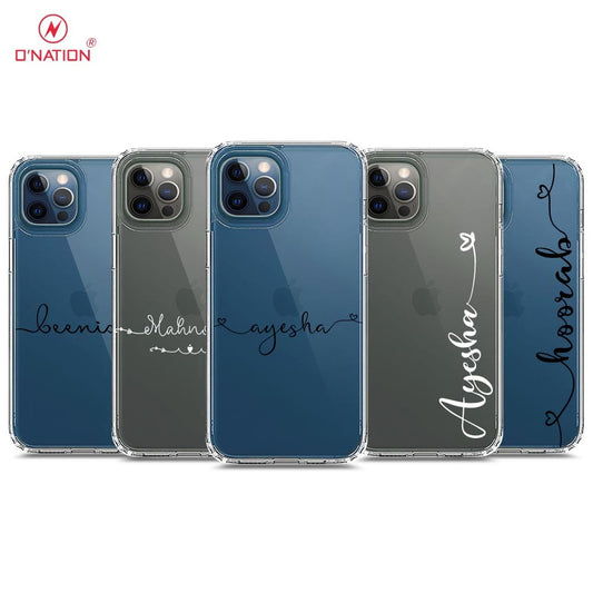 iPhone 12 Pro Max Cover - Personalised Name Series - 8 Designs - Clear Phone Case - Soft Silicon Borders