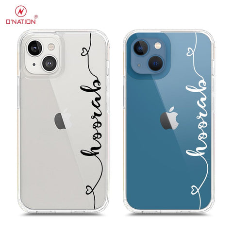 iPhone 13 Mini Cover - Personalised Name Series - 8 Designs - Clear Phone Case - Soft Silicon Borders