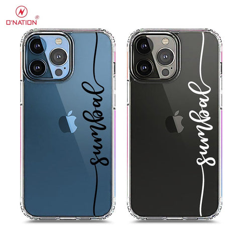 iPhone 13 Pro Max Cover - Personalised Name Series - 8 Designs - Clear Phone Case - Soft Silicon Borders
