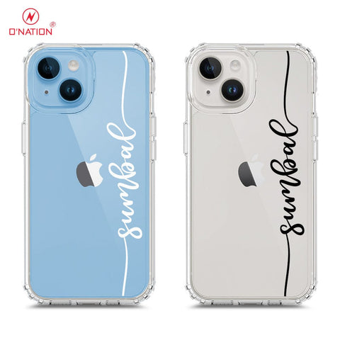 iPhone 15 Cover - Personalised Name Series - 8 Designs - Clear Phone Case - Soft Silicon Borders