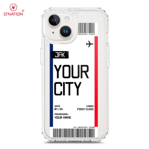 iPhone 15 Cover - Personalised Boarding Pass Ticket Series - 5 Designs - Clear Phone Case - Soft Silicon Borders