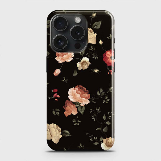 iPhone 15 Pro Cover - Dark Rose Vintage Flowers Printed Hard Case with Life Time Colors Guarantee