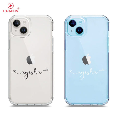 iPhone 15 Plus Cover - Personalised Name Series - 8 Designs - Clear Phone Case - Soft Silicon Borders