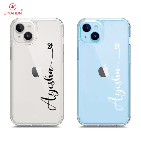 iPhone 15 Plus Cover - Personalised Name Series - 8 Designs - Clear Phone Case - Soft Silicon Borders