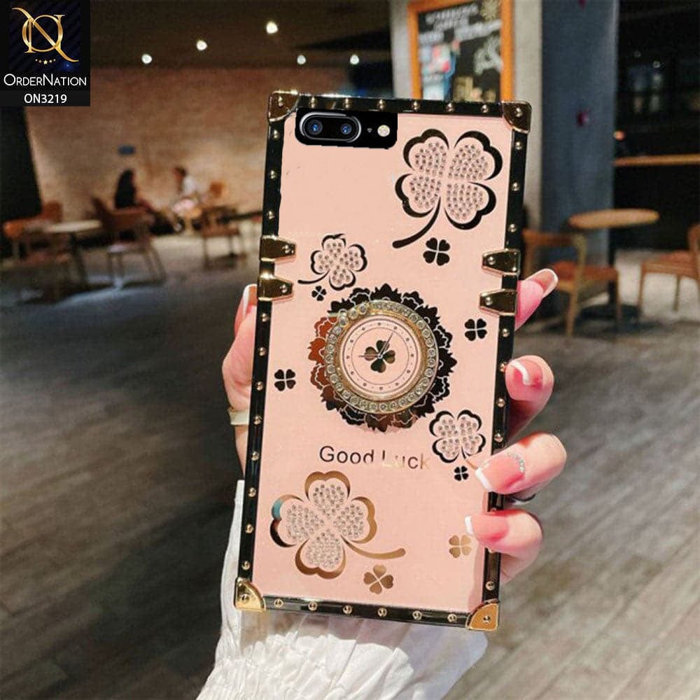 iPhone Plus Plus Cover Pink Square Bling Diamond Glitter