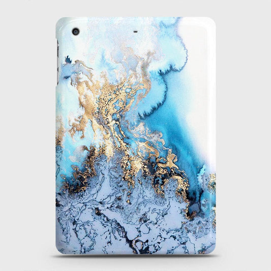 iPad Mini 3 / 2 / 1 Cover - Trendy Golden & Blue Ocean Marble Printed Hard Case with Life Time Colors Guarantee