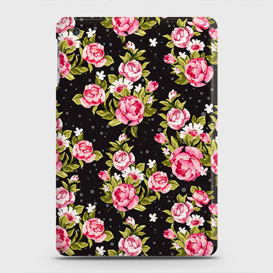 iPad Mini 3 / 2 / 1 Cover - Trendy Pink Rose Vintage Flowers Printed Hard Case with Life Time Colors Guarantee