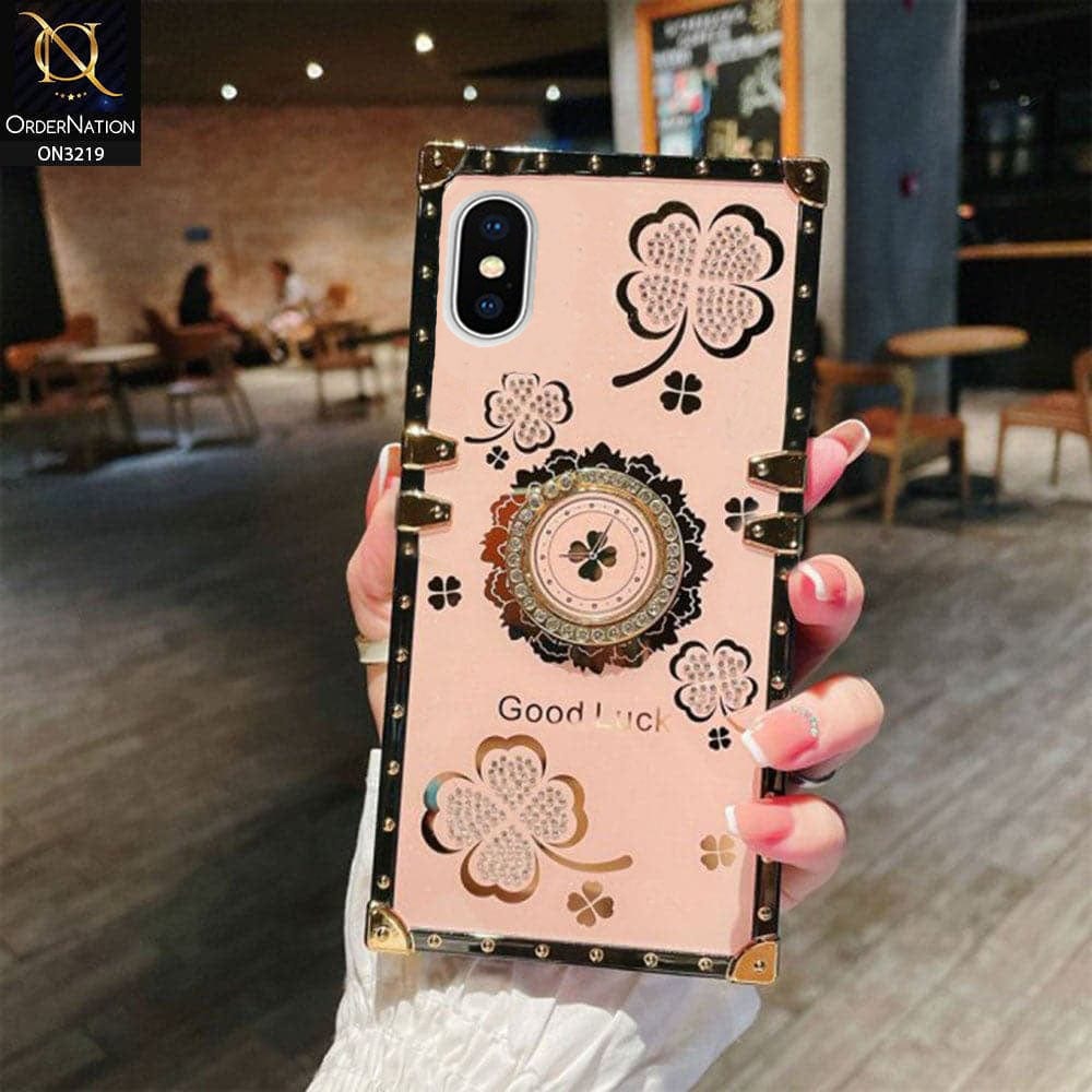 iPhone XS X Cover Pink Square Bling Diamond Glitter Soft TPU