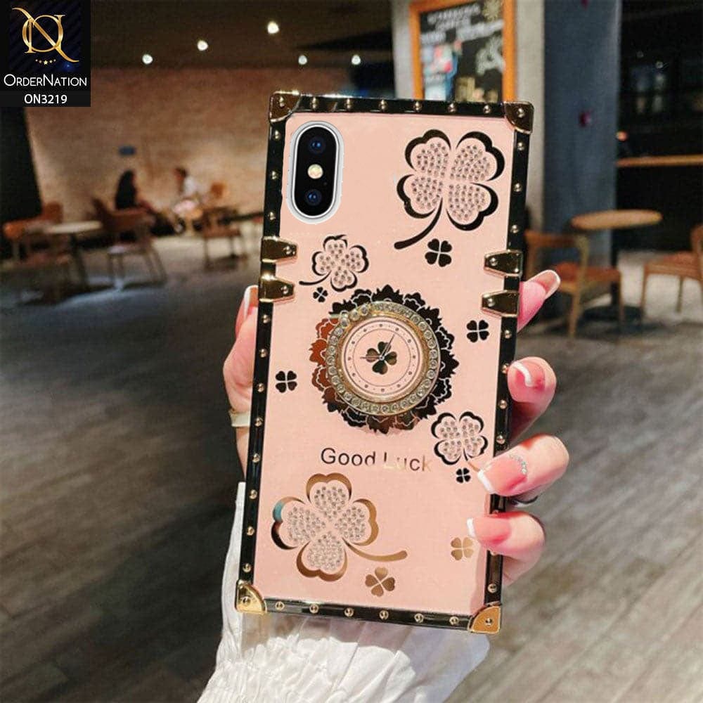 iPhone XS Max Cover Pink Square Bling Diamond Glitter Soft TPU