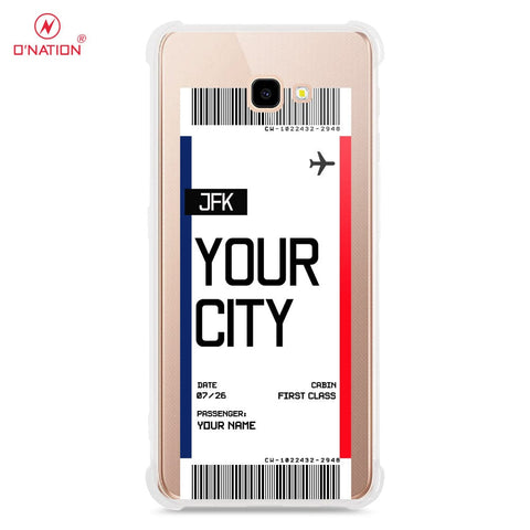 Samsung Galaxy J4 Plus Cover - Personalised Boarding Pass Ticket Series - 5 Designs - Clear Phone Case - Soft Silicon Borders