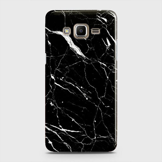 Samsung Galaxy J5 2015 Cover - Trendy Black Marble Printed Hard Case with Life Time Colors Guarantee