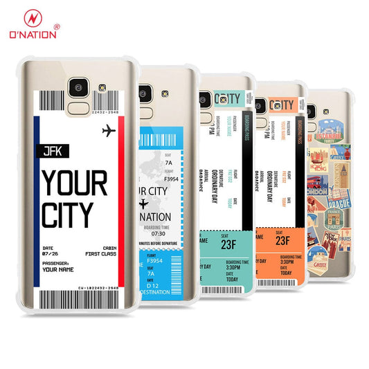 Samsung Galaxy J6 2018 Cover - Personalised Boarding Pass Ticket Series - 5 Designs - Clear Phone Case - Soft Silicon Borders