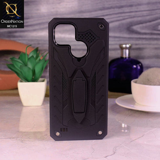 Realme C21 Cover - Black - Luxury Hybrid Shockproof Stand Case