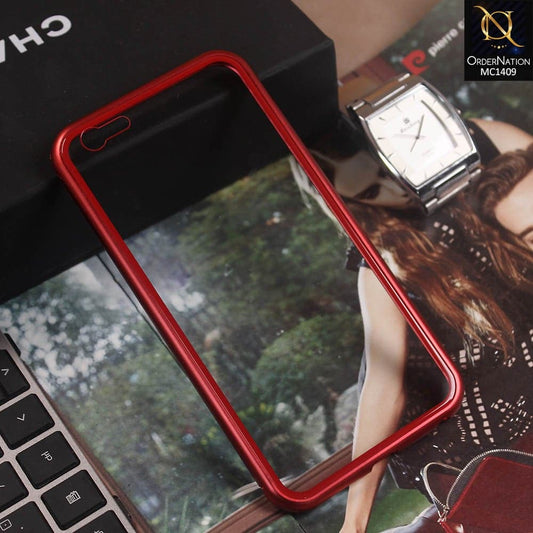 Luxury HQ Magnetic Back Glass Case for Iphone 6 - No Glass On Screen Side - Red