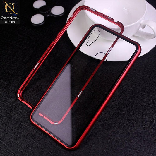 Huawei Y6 2019 / Y6 Prime 2019 Cover - Red - Luxury HQ Magnetic Back Glass Case - No Glass on Screen Side