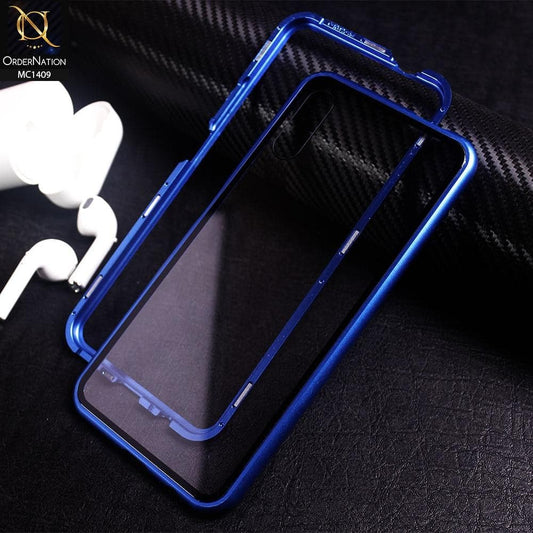 Luxury HQ Magnetic Back Glass Case For Huawei Y9s - No Glass On Screen Side - Blue